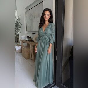 NWT Green Cape Sleeve Boho Dress, Summer Brunch Outfit